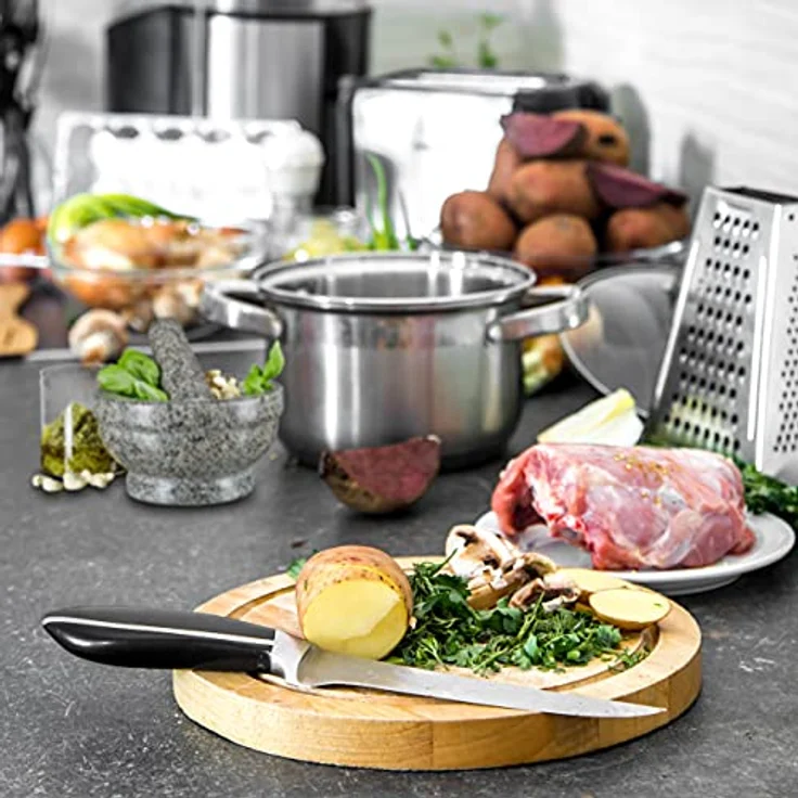 Relaxdays Granit Mörser mit Stößel 17 cm Durchmesser, robuster, langlebiger Steinmörser, echter Granit poliert, grau – Bild 6