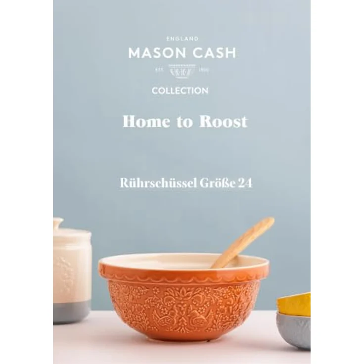 Mason Cash Rührschüssel HOME TO ROOST, orange, hochwertige Keramik mit floralen Details – Bild 5