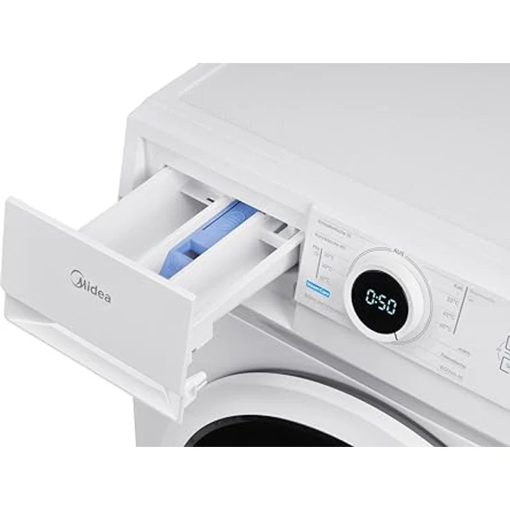 Midea MF10EW70B Waschmaschine / 7kg / 1400 U/Min/EEK A/Inverter Quattro Motor/Dampffunktion/Grosse Trommel/Nachlegefunktion/Kindersicherung/AquaStop, Weiß – Bild 5