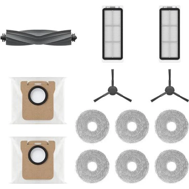 Dreame Accessory Kit D9 Max, Staubsauger Roboter Zubehör mit Hauptbürste, Seitenbürsten, Staubbehälterfiltern und Wischmop-Tüchern, Weiss – Bild 1