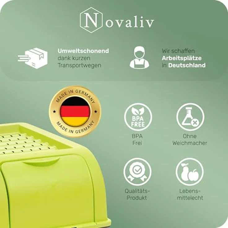 AMP Novaliv Gemüsebox 2er Set, Aufbewahrungsdose für Obst und Gemüse, 9L, grün, stapelbar und luftzirkulierend – Bild 5