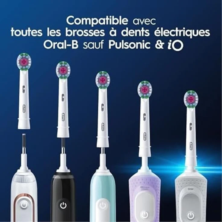 Oral-B Pro 3D White Elektrische Zahnbürstenköpfe, X-förmige Borsten und Einzigartiger Polierbecher, 8 Stück Zahnbürstenköpfe, Weiß – Bild 4