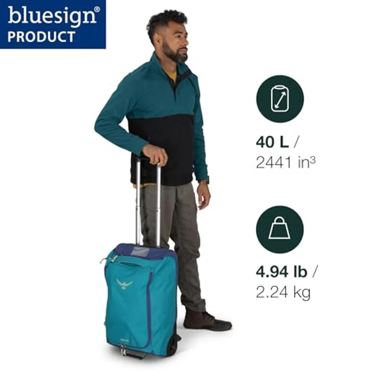 Osprey Daylite CO Whld Duffle 40, 2 Rollen Reisetasche, 58 cm, 40 l, Schwarz, Handgepäck mit Rucksackfunktion und zahlreichen Fächern – Bild 2