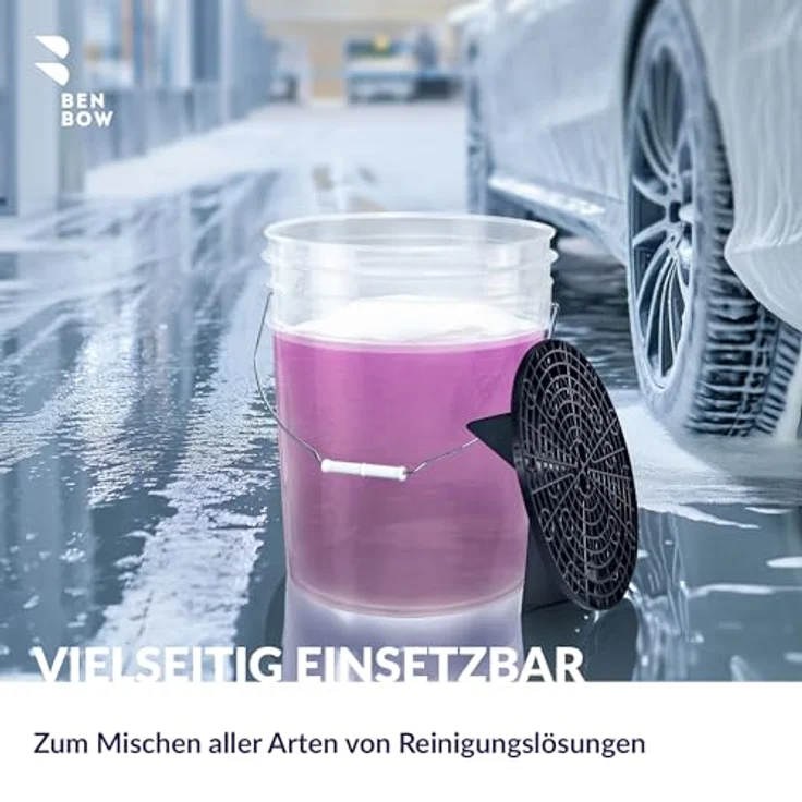 BENBOW Wascheimer mit Schmutzsieb - 20 Liter, transparent - Robust, langlebig und ideal für die professionelle Hand-Autowäsche und Werkstattanwendungen – Bild 5