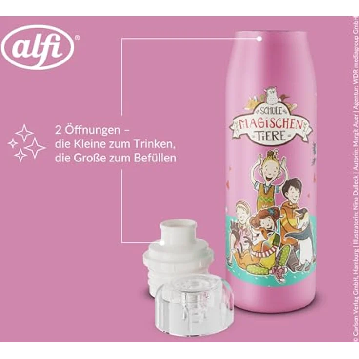 alfi Kids ISO Bottle 500ml, pink - Isoliertrinkflasche aus Edelstahl, hält 12 Stunden heiß und 24 Stunden kalt, auslaufsicher mit Drehverschluss, BPA-frei, für Kohlensäure geeignet – Bild 5