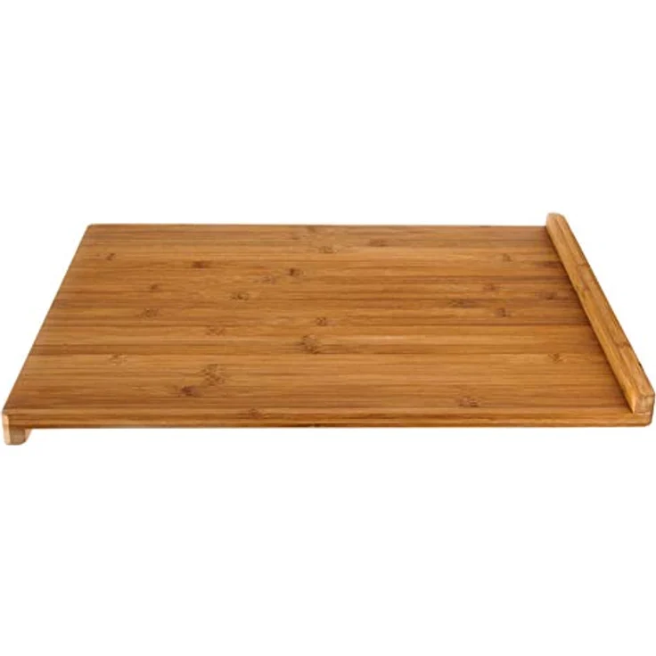Relaxdays Tranchierbrett aus Bambus H x B x T: ca. 2,5 x 38 x 45 cm Schneidebrett mit doppelter Anschlagkante beidseitig verwendbar Küchenbrett besonders messerschonend großes Holzbrett robust, natur – Bild 3
