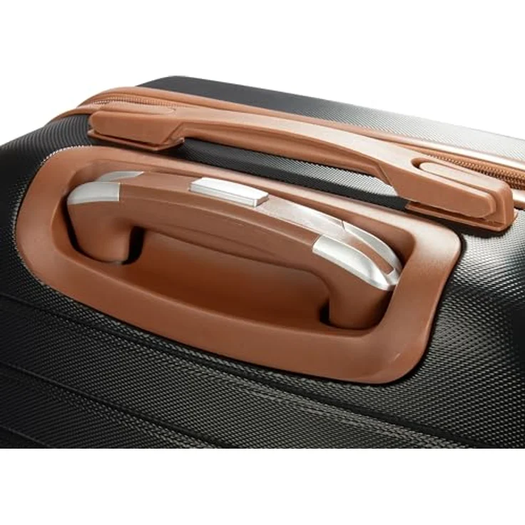 BRUBAKER Kofferset Paris - 3tlg. Hartschalen Koffer Set mit Zahlenschloss, 360° Rollen - Schwarz und Hellbraun – Bild 5