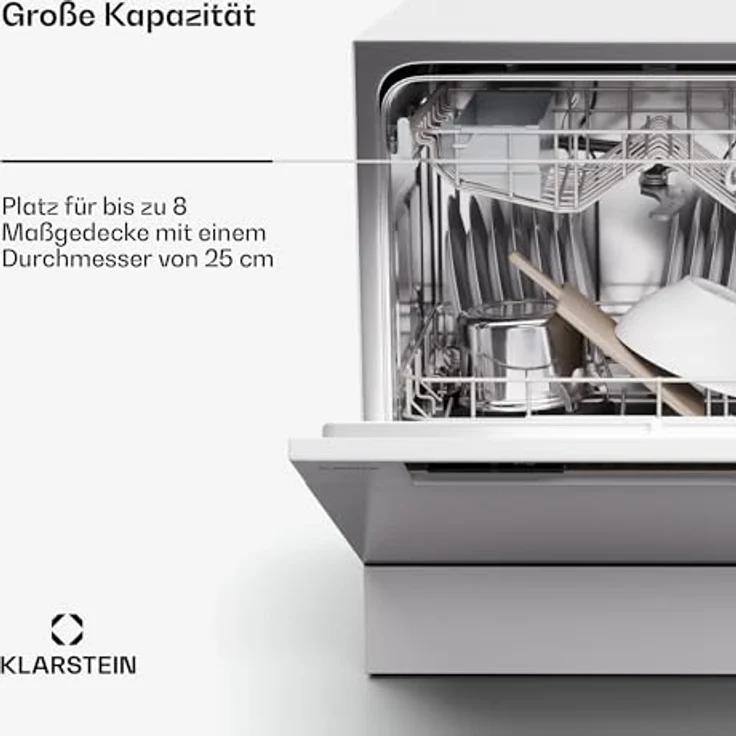 Klarstein Mini-Geschirrspüler Amazonia Eco 8, Leiser Tischgeschirrspüler für 8 Gedecke, 7 Spülprogramme, Weiß – Bild 2