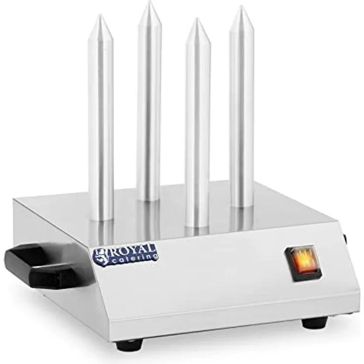 Royal Catering Hot-Dog-Spießtoaster Hot Dog Toasterstangen 4 Spieße RCHW-200 (Leistung: 200 W, Temperatur max.: 145 °C, hochwertiger Edelstahl, einfache Bedienung)