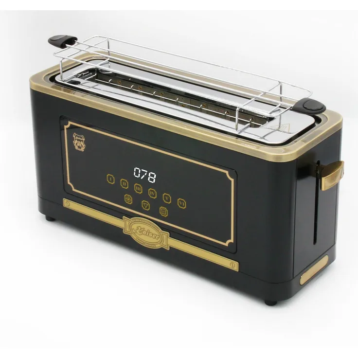 Kaiser Küchengeräte T 4000 Em Retro-Toaster, anthrazit/bronze, 6 Toaststufen, Auftaufunktion, Brötchenaufsatz