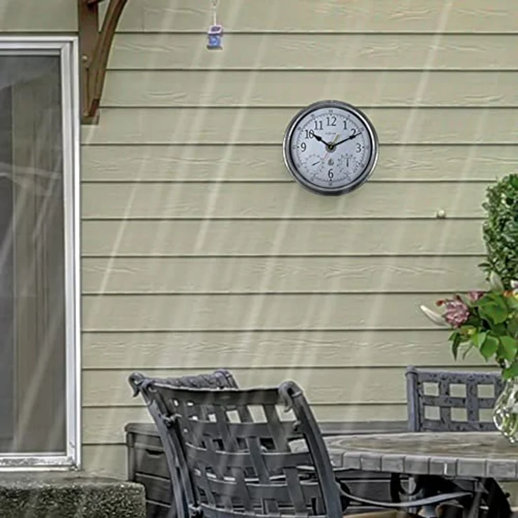 Nextime Wanduhr Tulip, Wetterstation mit Temperatur- und Luftfeuchtigkeitsanzeige, Ø 40.5 cm, Silber – Bild 7