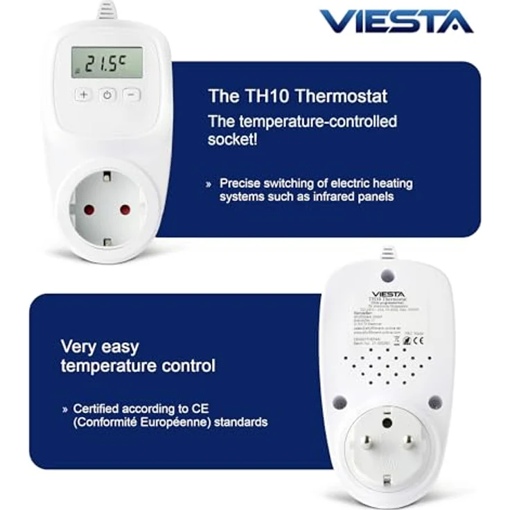Viesta TH10 Thermostat Thermostatstecker Steckdosenthermostat für Infrarotheizung Heizpaneele Heizung, Infrarotheizung – Bild 3