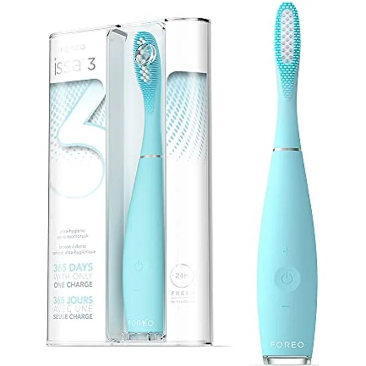 FOREO ISSA 3 Ultrahygienische elektrische 4-in-1-Silikon-Schallzahnbürste für Zähne & Zahnfleisch - Wangen & Zungenreiniger - 6 Monate Bürstenkopf - wasserdicht - 365 Tage/USB-Aufladung – Bild 1