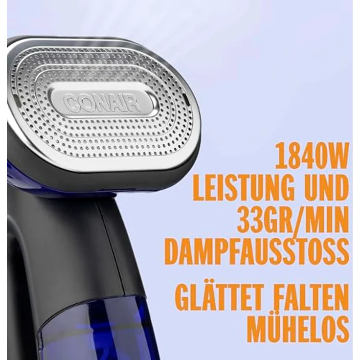 BaByliss Conair GS108E Steam & Iron Turbo, tragbarer Dampfglätter mit 1875 Watt Leistung, 40 % mehr Dampf, Blau/Schwarz – Bild 5