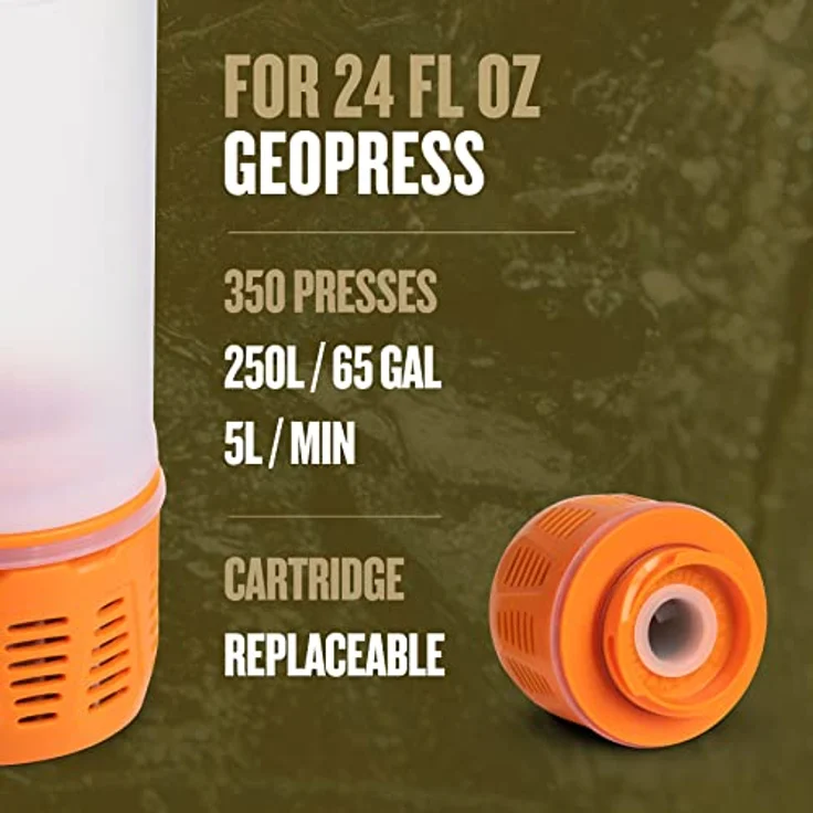 GRAYL - GeoPress Replacement Kartusche Wasserfilterflasche Ersatzfilter, Orange - kompatibel mit One-Way-Valve – Bild 3