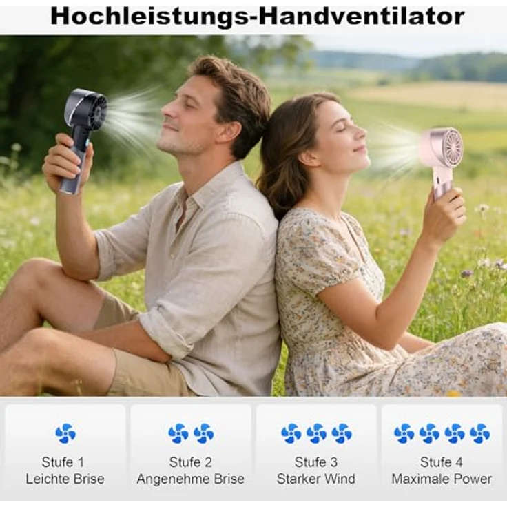 Cozome Handventilator USB, wiederaufladbar, 7000 U/min, Mini-Taschenventilator aus Metall, kabellos für Strand & unterwegs – Bild 3