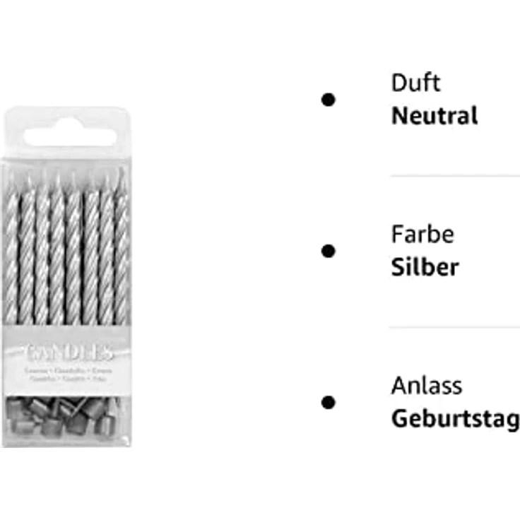 Folat 22904 Silberne Kerzen mit Halter - 16 Stück – Bild 2