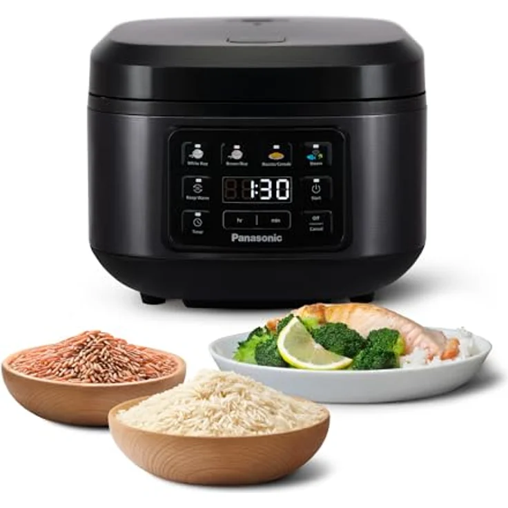 PANASONIC SR-DA152KXE Reiskocher, 770 Watt, 1,5 Liter, Schwarz, mit Dampfkorb und Warmhaltefunktion – Bild 1