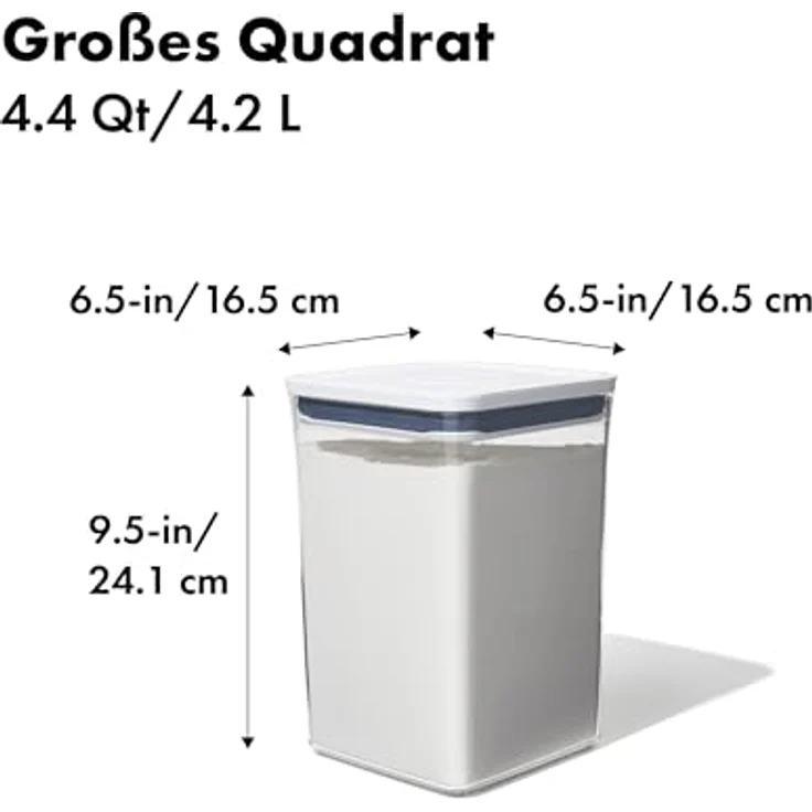 OXO Good Grips POP-Behälter ? luftdichte, stapelbare Aufbewahrung von Lebensmitteln ? 4,2 L für Mehl und mehr – Bild 2