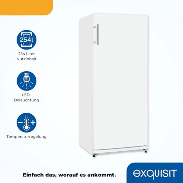 exquisit Getränkekühlschrank GKS29-V-H-280E weiss, 145,5 cm hoch, 60 cm breit, 254 l Kühlvolumen, LED-Innenbeleuchtung – Bild 4