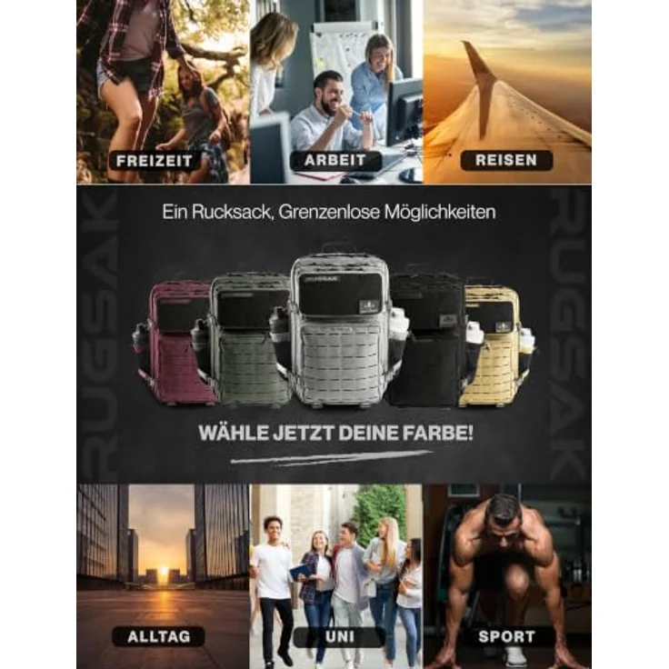 RUGSAK Alpha 45L Rucksack Phantom Black – Wasserabweisend, 18-Zoll Laptopfach, Ergonomisch, Reise, Alltag & Outdoor – Bild 9