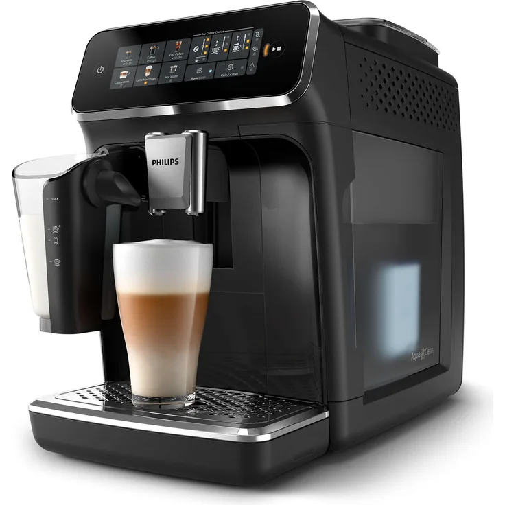 Philips 3300 Serie LatteGo EP3341/50 automatische Espressomaschine, 15 bar, glänzend schwarz