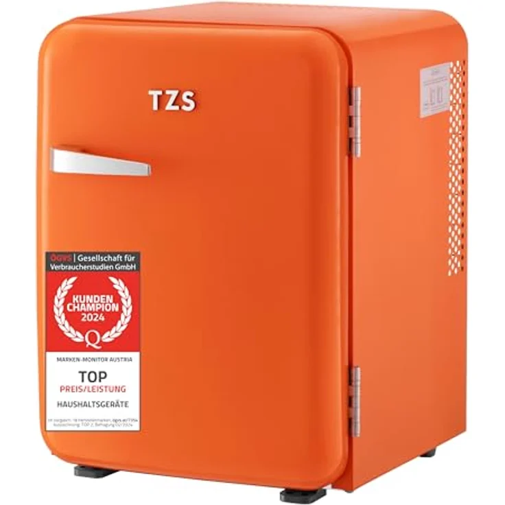 TZS First Austria Minikühlschrank | Retro Design | Einstellbare Kühlleistung | Türgriff | Thermoelektrisches Kühlsystem | 40L | orange – Bild 1