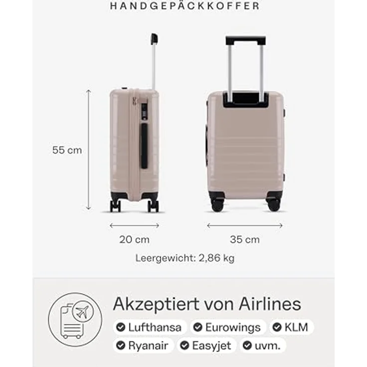 Kapten & Son Heathrow Essential, 4 Rollen Kabinentrolley 55 cm, rosa, aus 100% Polycarbonat – Bild 2
