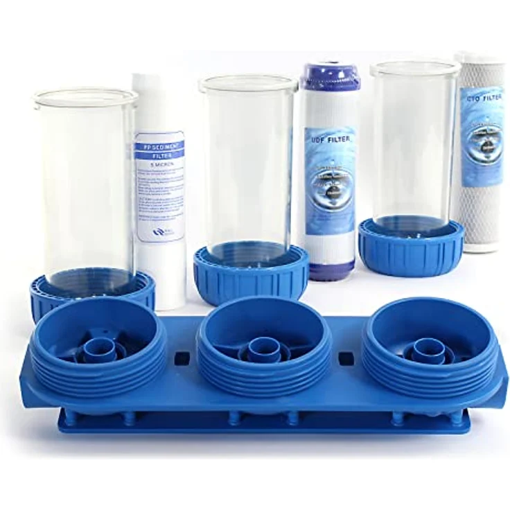 Naturewater NW-BR10B4 3 Stufen Wasserfilter, 5 µ, 32,89 mm (1"), Ø60 mm PP Kartusche, Filter Wandhalterung, Filterschlüssel, Sedimentfilter Aktivkohleblock Aktivkohlegranulat, weiß – Bild 4