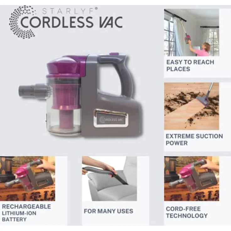 BEST DIRECT Akku Staubsauger Cordless Vac, 3-in-1, Staubsauger Kabellos, Wiederaufladbarer Akku Staubbehälter ohne Beutel Geringes Gewicht Einfache Leistungsstarke Absaugung für alle Oberflächen – Bild 3
