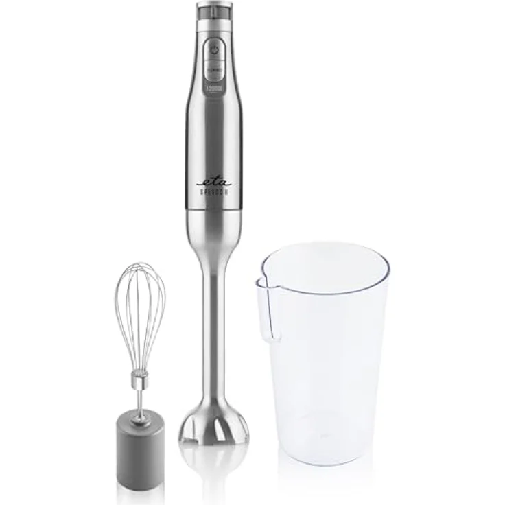 ETA Stabmixer Spesso II 221590000 I 6 Geschwindigkeiten I 1200 W I DC Motor I Turbo Stufe I Schneebesen I Arbeitsbehälter 600 ml I ergonomischer Griff I Edelstahlausführung – Bild 1