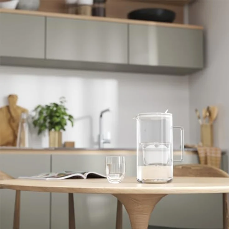 AQUAPHOR Glas-Wasserfilterkanne Weiß inkl. 1 MAXFOR+ Filter I Karaffe im Glas Design mit leicht befüllbaren Klappdeckel I Reduziert Kalk, Chlor & Mikroplastik I Eleganter Wasserfilter 2,5l – Bild 3