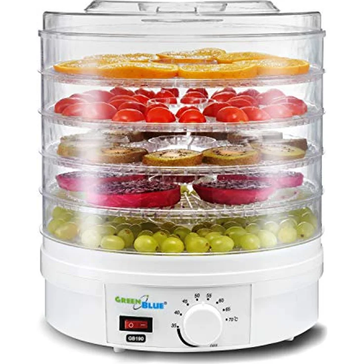 Greenblue GB190 Dörrautomat, Trockner für Pilze, Gemüse und Obst, 250 Watt, 5 Ebenen, weiß – Bild 2
