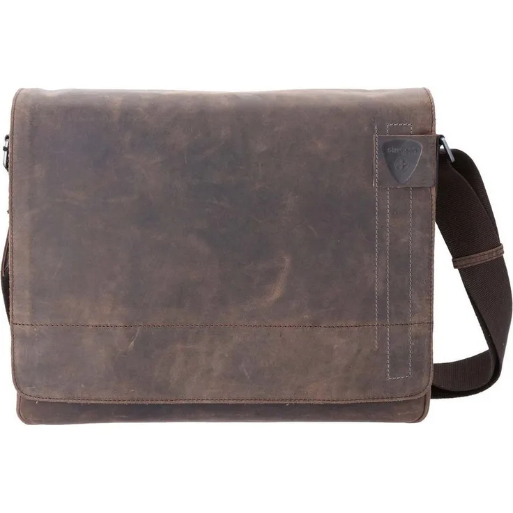 Strellson Umhängetasche Richmond Jeremy dark brown, Leder Messenger mit gepolstertem Laptopfach und breitem Schulterriemen