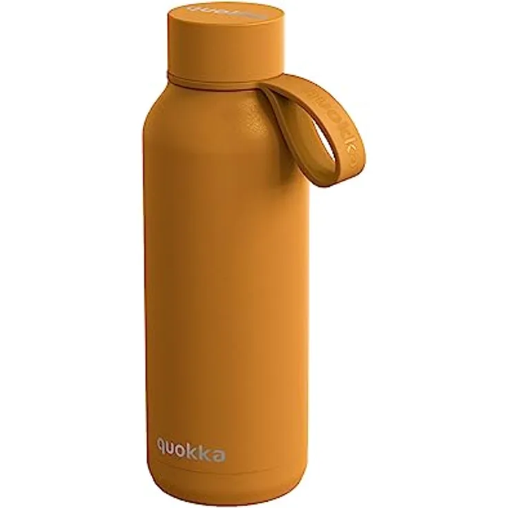 Quokka SOLID Thermosflasche aus Edelstahl mit Halterung, 510 ml, Amber, doppelwandige Vakuumisolierung, Anti-Leak-Verschluss