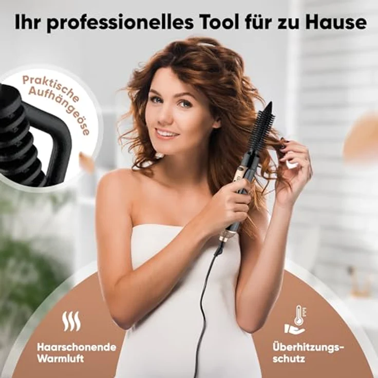 BOMANN HAS 6077 CB, 3-in-1 Warmluftbürste mit 3 Stylingaufsätzen, 2 Temperaturstufen, ergonomischer Griff, 800 W – Bild 6