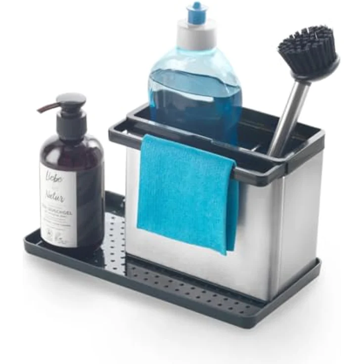 Metaltex 297430000 Abtropfhalter, Edelstahl - Spülbecken Organizer mit ausziehbaren Bügeln und Abtropfschale, 24 x 13 x 14 cm - Preisvergleich – Bild 2