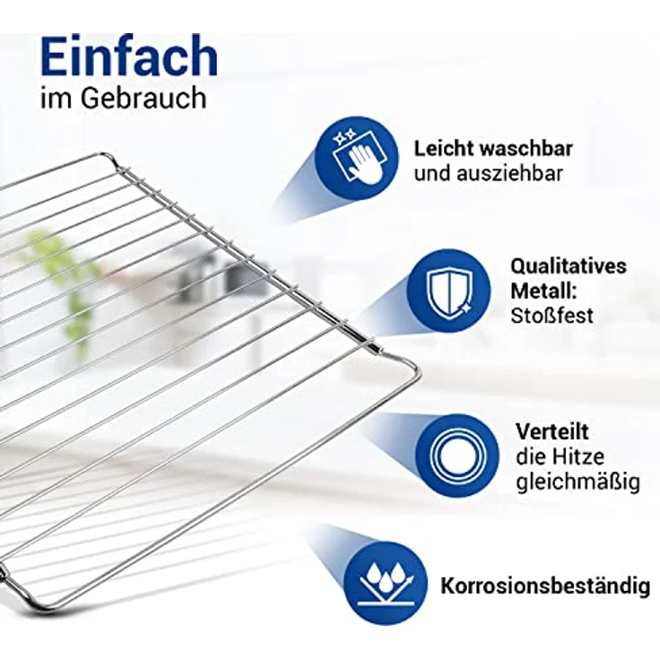 VIOKS Ausziehbarer Backofen Gitterrost 386/570x308mm aus Edelstahl, einfach zu reinigen und langlebig – Bild 4