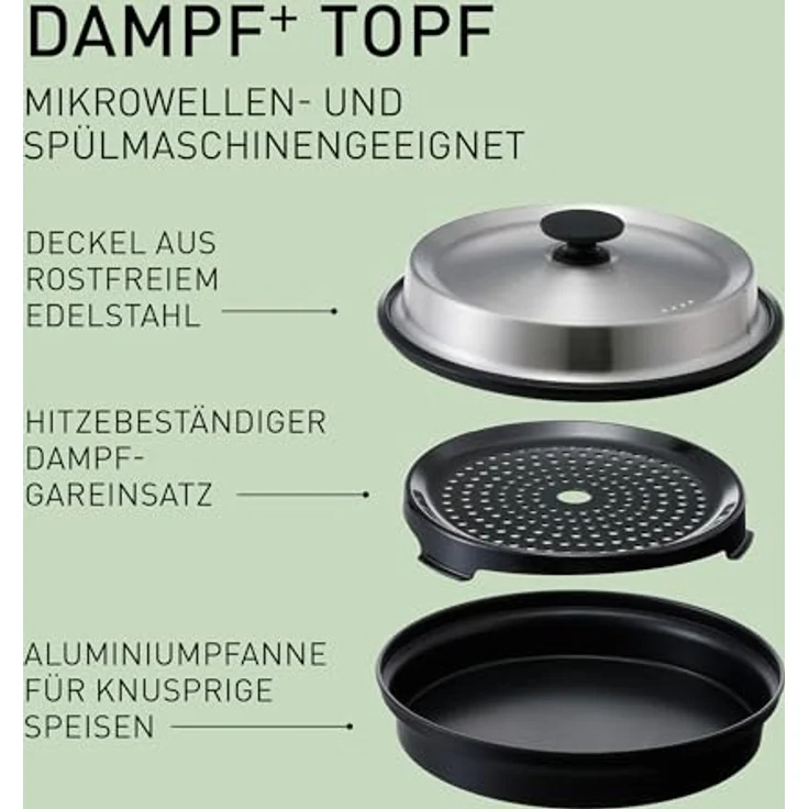 Panasonic NN-GD38QSEPG, Mikrowelle mit Grillfunktion, 29 l, Inverter Technologie, inkl. 4-in-1 Dampf + Topf – Bild 7