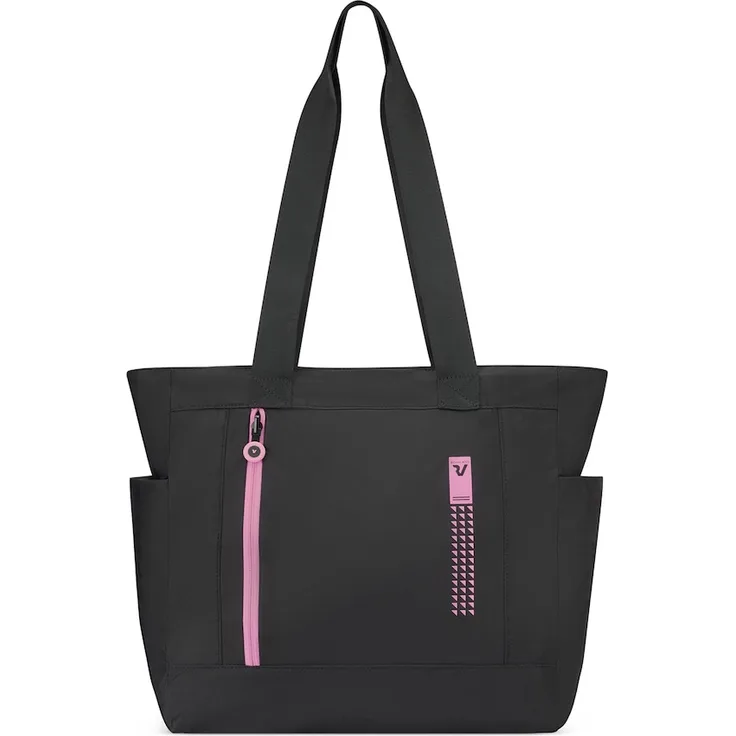 Roncato Compact Neon Shopper Tasche, 37 cm, silber, faltbar, aus widerstandsfähigem Polyester mit Reißverschlussfach