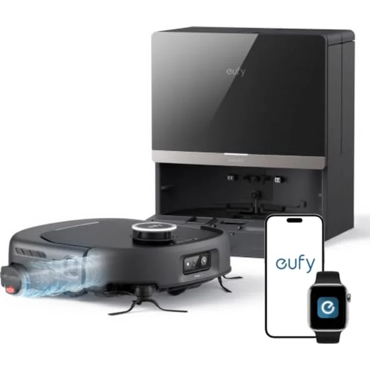 anker eufy Saugroboter HydroJet E35 mit Wischfunktion, 35.000Pa Saugkraft, selbstreinigende Wischrolle und ThermoClean 8-in-1 Station – Bild 1