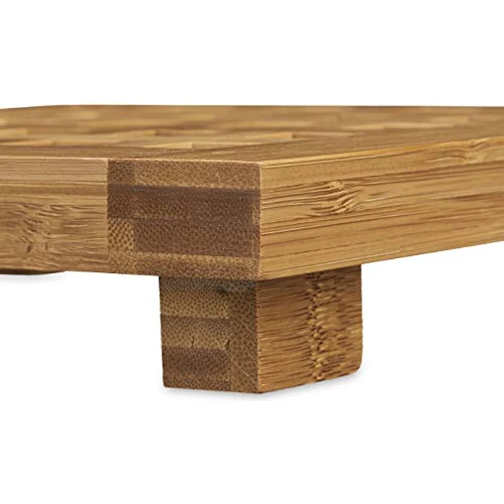 Relaxdays Untersetzer 2er Set quadratisch Bambus, Topfuntersetzer aus Holz für Töpfe, Pfannen, Teller, abwischbar, HBT ca. 4 x 20 x 20 cm, natur – Bild 3