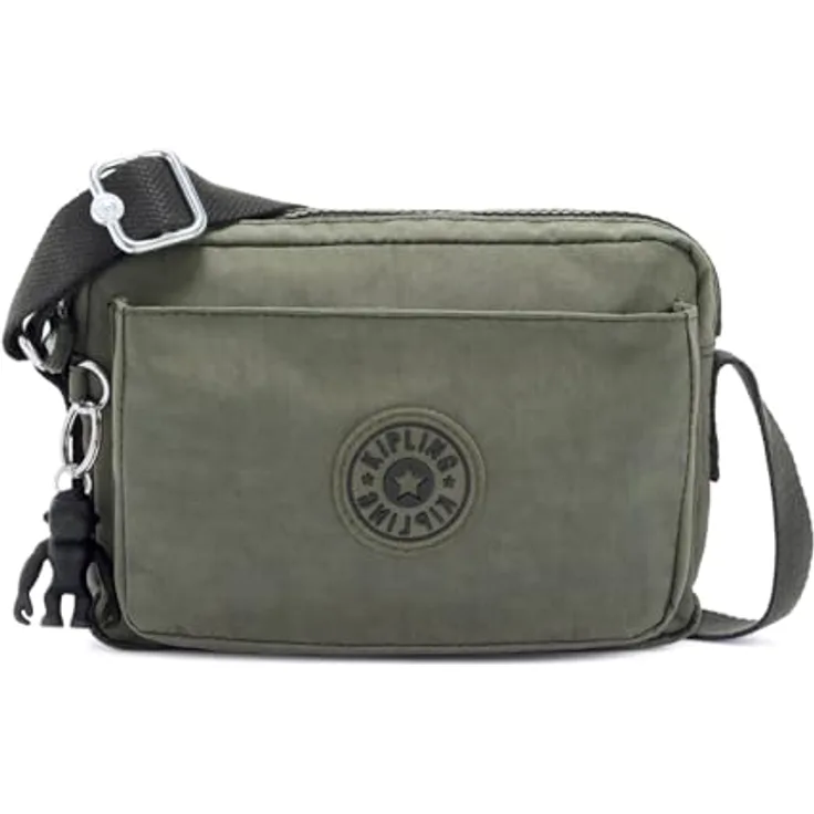 KIPLING Umhängetasche Basic Abanu Crossbody S, grüne Umhängetasche mit vielen Zipperfächern, 20 cm x 13 cm x 4 cm, verstellbarer Schulterriemen