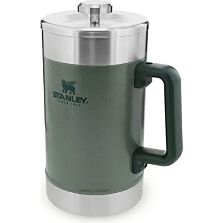 Stanley Classic Stay Hot French Press Kaffeepresse aus Edelstahl in der Farbe Hammertone Green 1,4l, Maße: 18,1cm x 12,4cm x 24,2cm, 675500