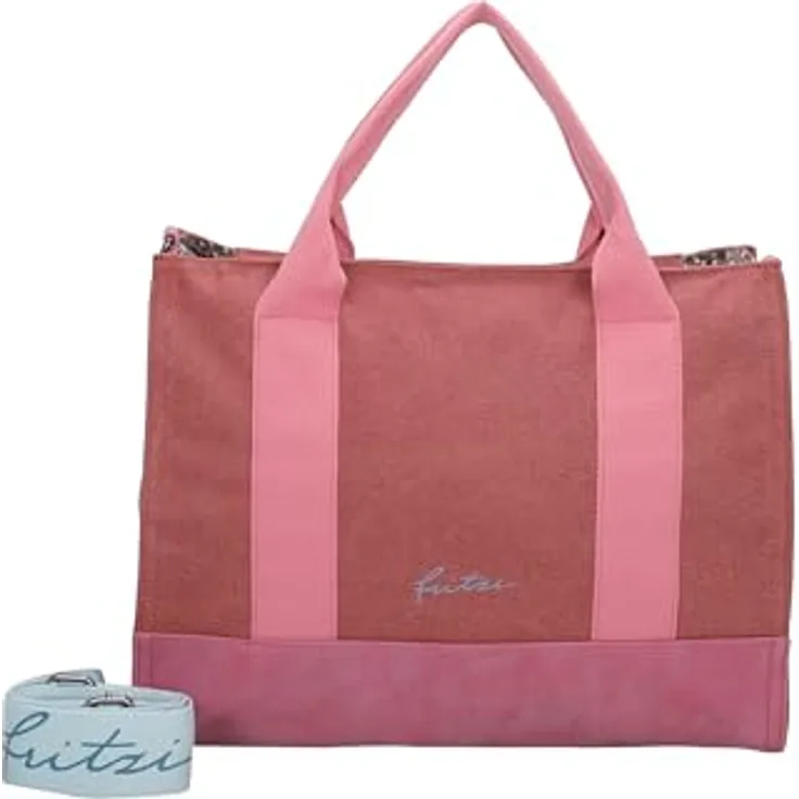 Fritzi aus Preußen Handtasche, Canvas Handtasche 40 cm, Braun, abnehmbarer Schulterriemen für Crossbody-Trageweise