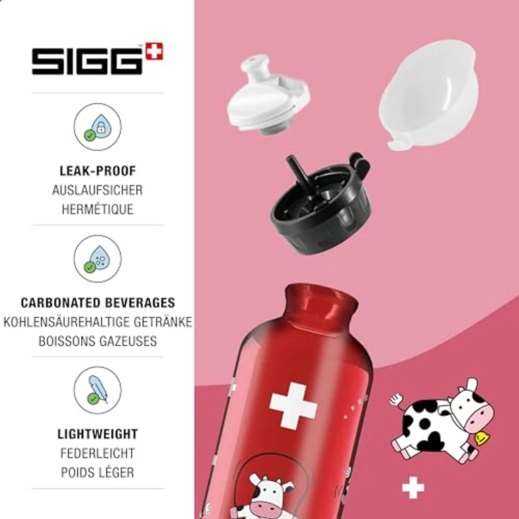Sigg Funny Cows Trinkflasche, Rot-Weiss-Schwarz, 0.4 L – Bild 3