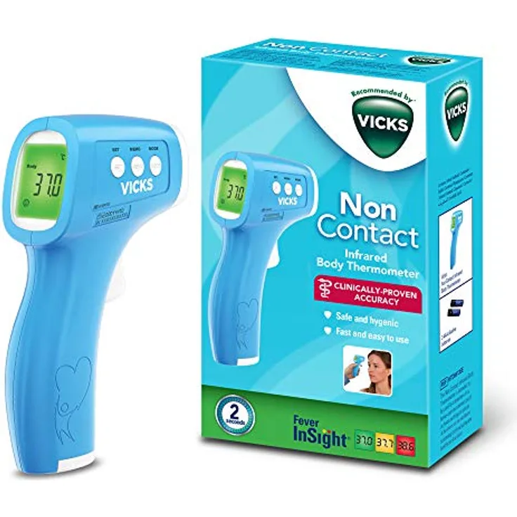 Vicks HTD8813WE Kontaktloses Infrarot-Körperthermometer (präzise, bequem, Temperaturmessung, Fieber, schnell, einfach anzuwenden), 450 g, 1er Pack