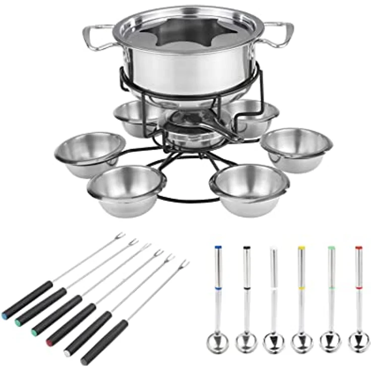 Fondue Set - für 6 Personen, aus Edelstahl - Preisvergleich – Bild 1