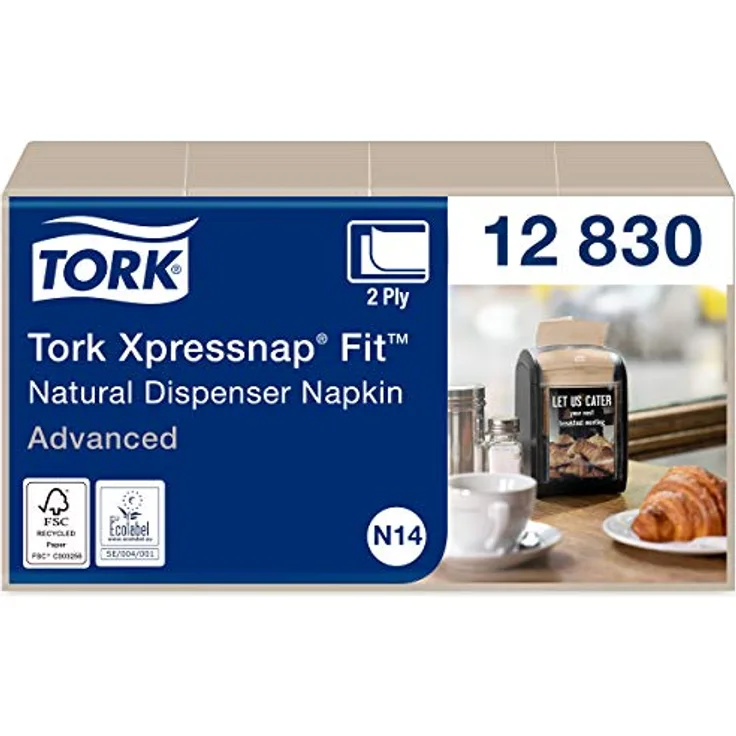 Tork Xpressnap Fit Spenderservietten – 12830 – Servietten zum Nachfüllen für N14 Serviettenspender, Advanced Qualität – 2-lagig, natur – 720 Stück