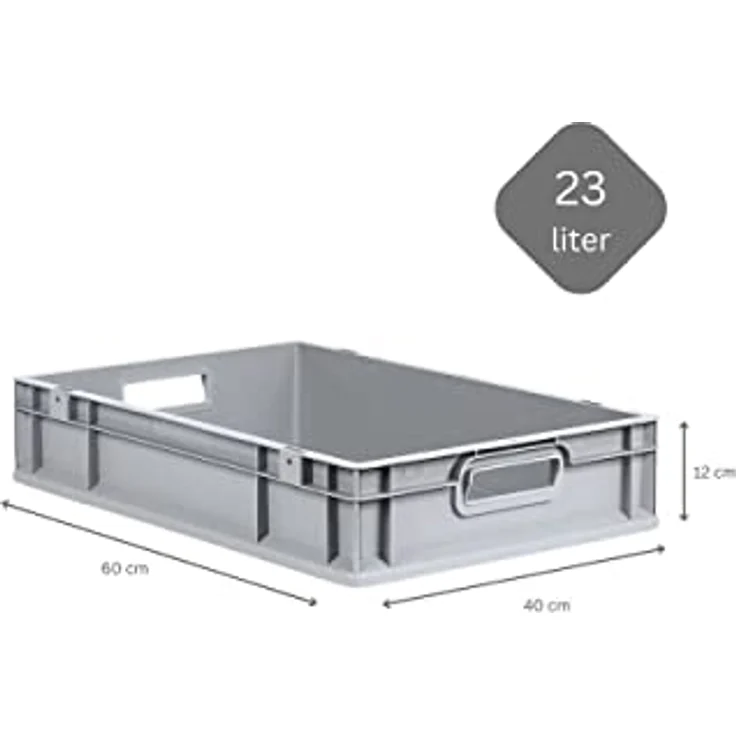 PROREGAL SuperSparSet Eurobox NextGen Grip, 10x transportable Boxen mit Scharnierdeckel und blauen Schiebeschnappverschlüssen, 23 L, grau, HxBxT 12x40x60 cm – Bild 4